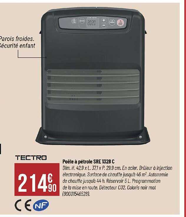 poêle à pétrole sre 1328 c tectro