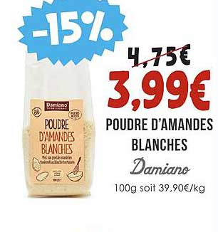poudre d'amandes blanches damiano