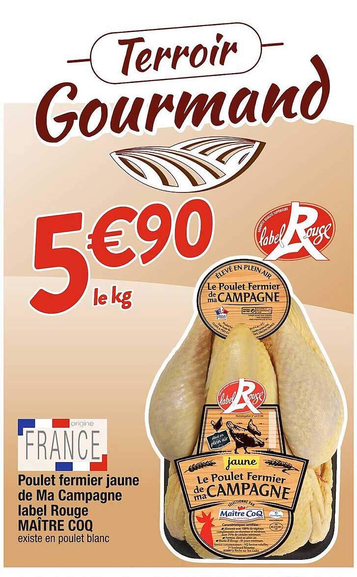 poulet fermier jaune de ma campagne label rouge maître coq