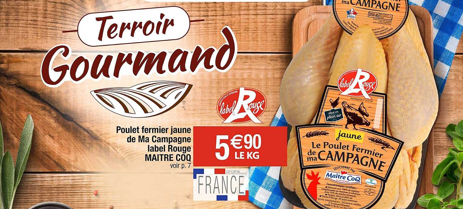 poulet fermier jaune de ma campagne label rouge maître coq