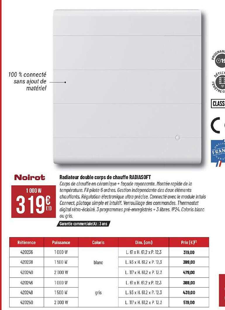 radiateur double corps de chauffe radiasoft noirot