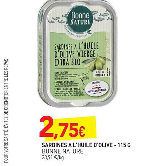 sardines à l'huile d'olive bonne nature