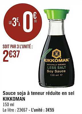 sauce soja à teneur réduite en sel kikkoman