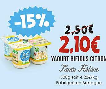 yaourt bifidus citron tante hélène
