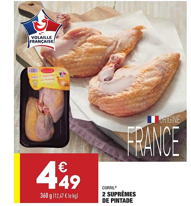 2 suprêmes de pintade corril