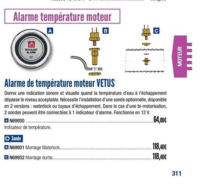 alarme de température moteur vetus