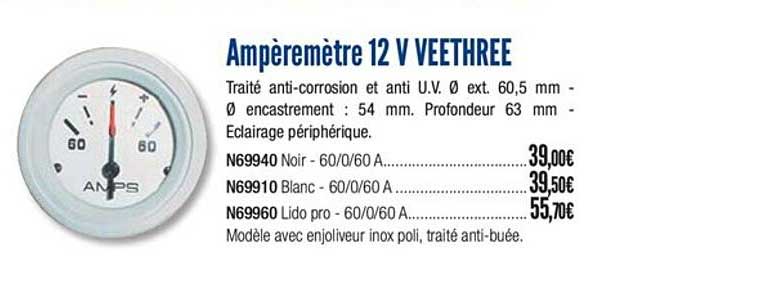ampèremètre 12 v veethree