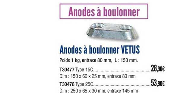 anodes à boulonner vetus
