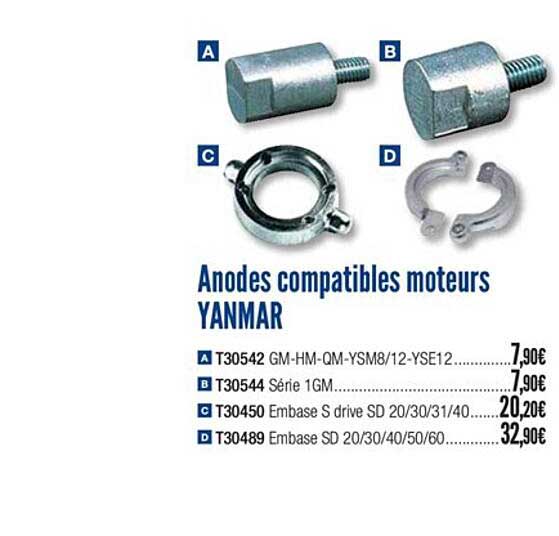 anodes compatibles moteurs yanmar