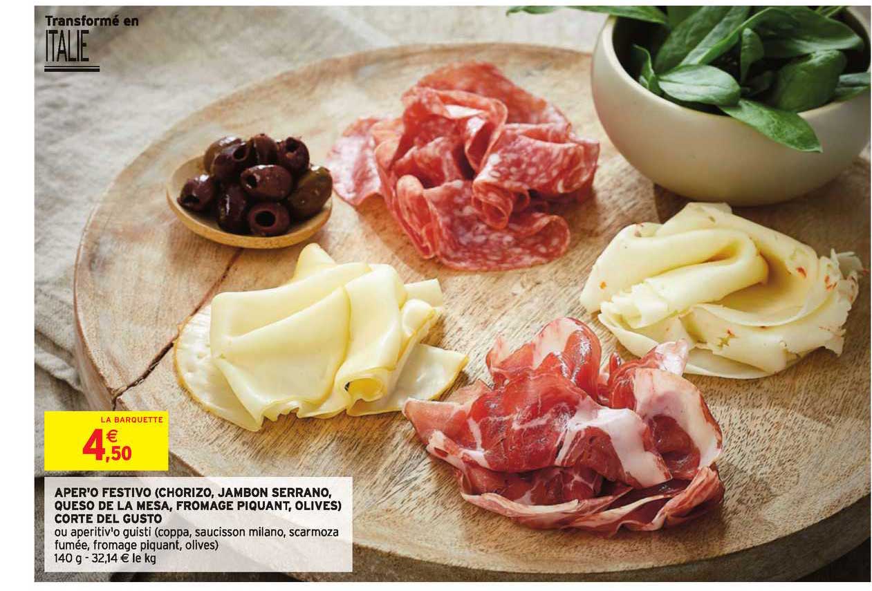 aper'o festivo (chorizo, jambon serrano, queso de la mesa, fromage piquant, olives) corte del gusto