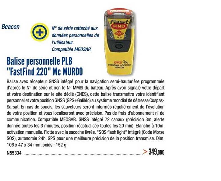 balise personnelle plb fastfind 220 mc murdo