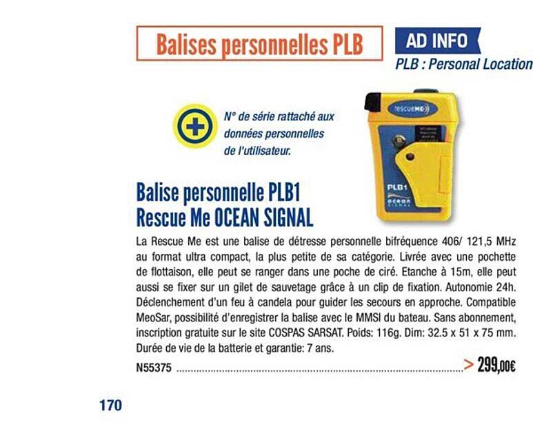 balise personnelle plb1 rescue me ocean signal