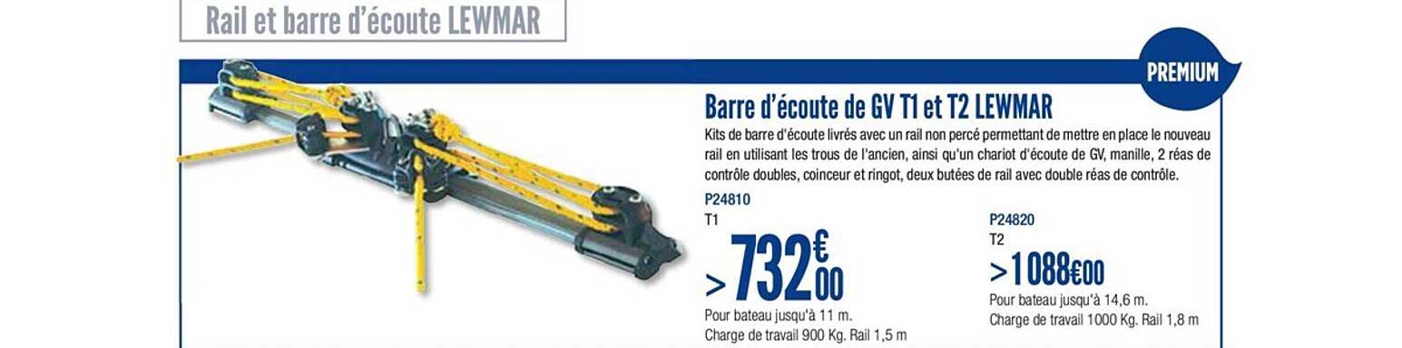 barre d'écoute de gv t1 et t2 lewmar