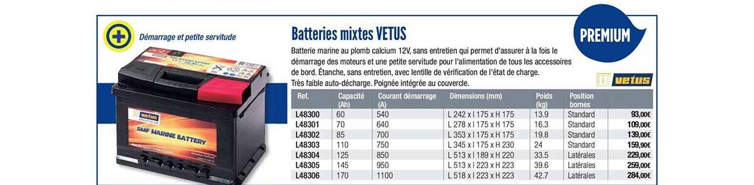 batteries mixtes vetus