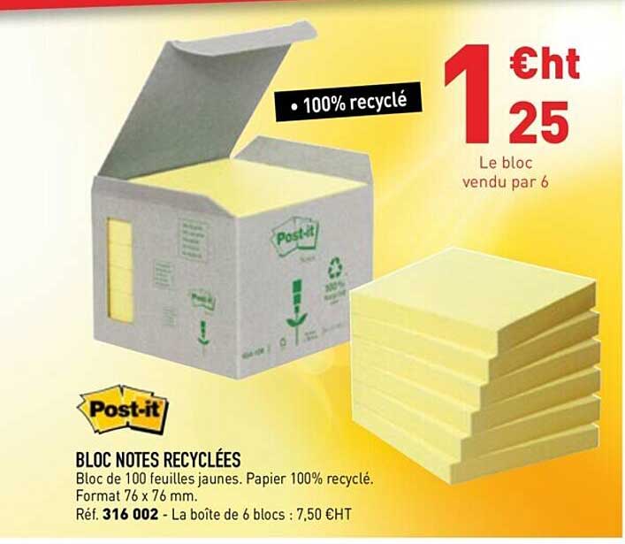 bloc notes recyclées post-it