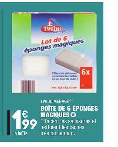 boîte de 6 éponges magiques twido ménage