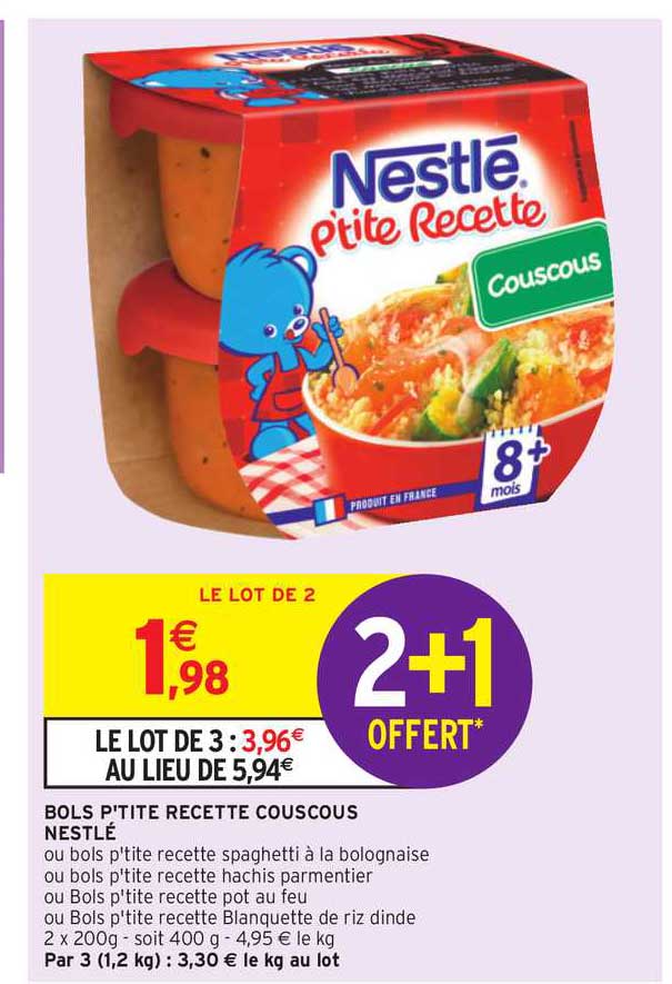 bols p'tite recette couscous nestlé