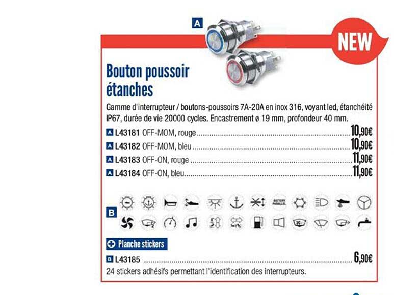 bouton poussoir étanches