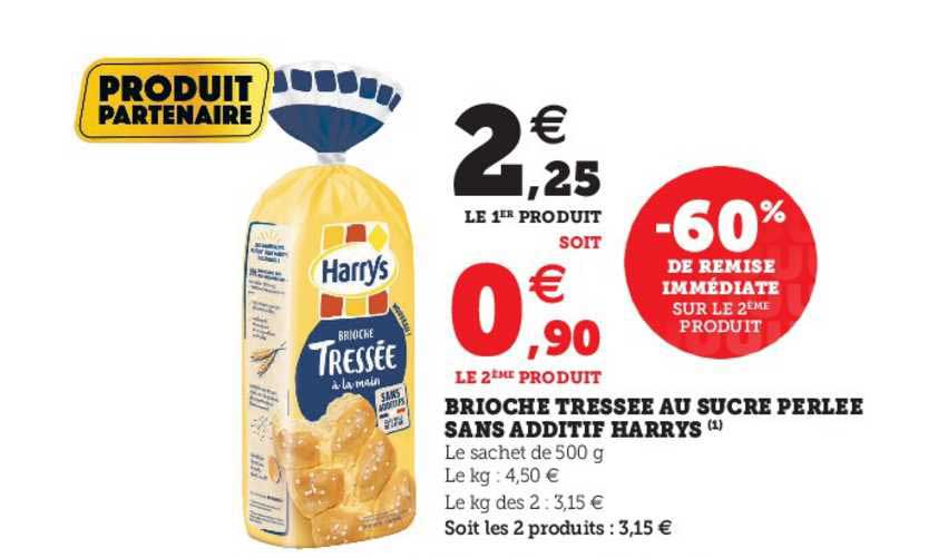 brioche tressée au sucre perlée sans additif harrys