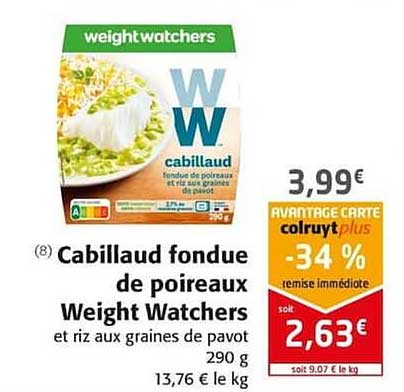cabillaud fondue de poireaux weight watchers