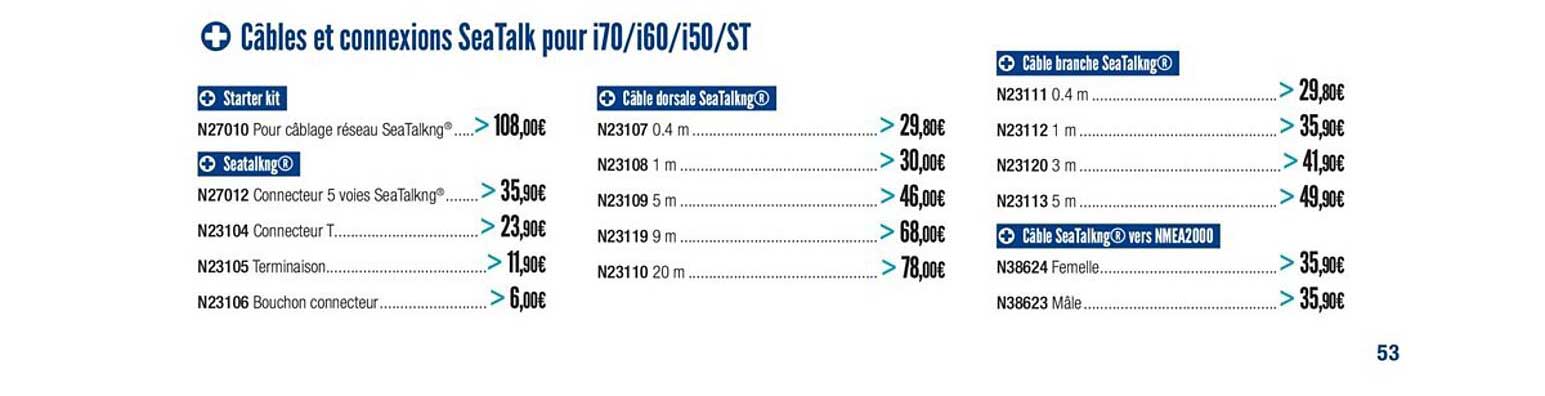 câbles et connexions sea talk pour i70 i60 i50 st