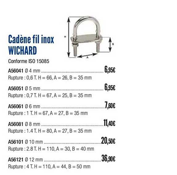 cadène fil inox wichard