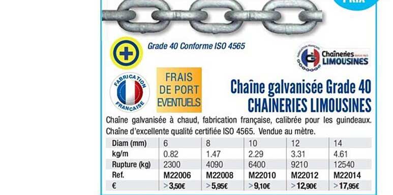 chaîne galvanisée grade 40 chaineries limousines
