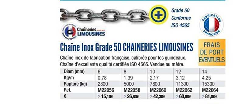 chaîne inox grade 50 chaîneries limousines