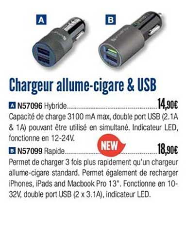 chargeur allume cigare & usb