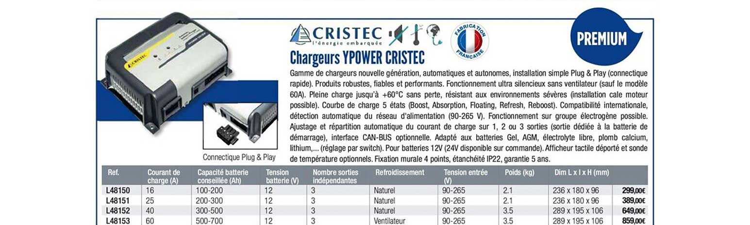 chargeurs ypower cristec