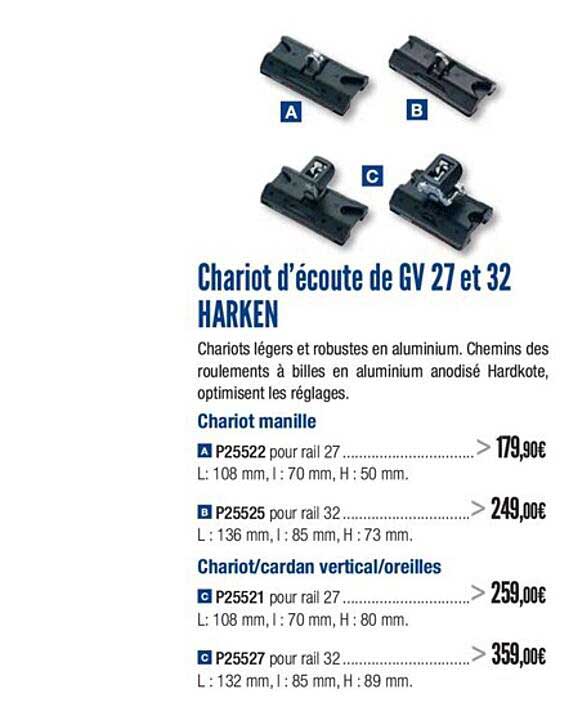 chariot d'écoute de gv 27 et 32 harken