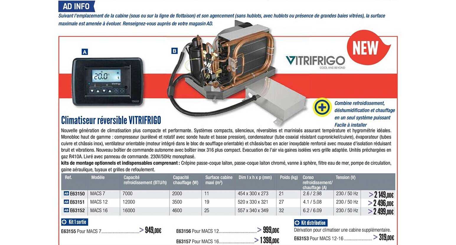 climatiseur réversible vitrifrigo