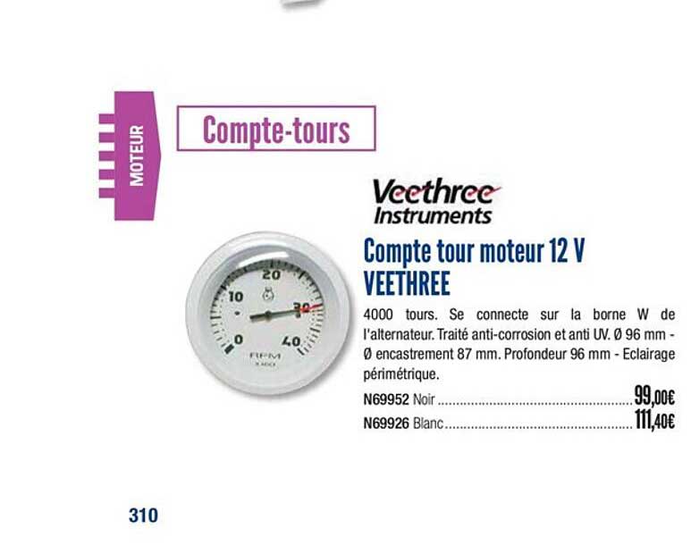 compte tour moteur 12v veethree