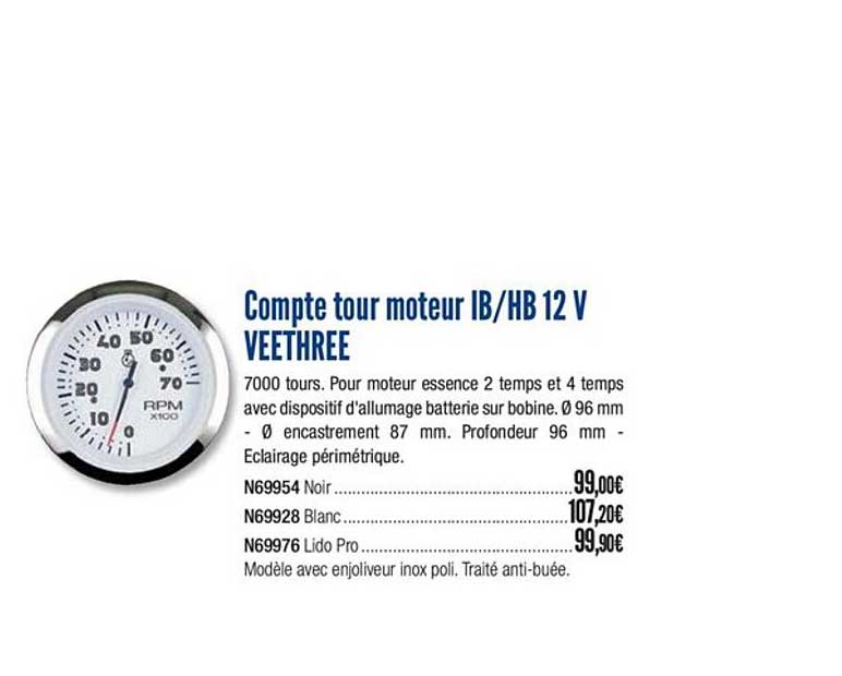 compte tour moteur ib hb 12 v veethree