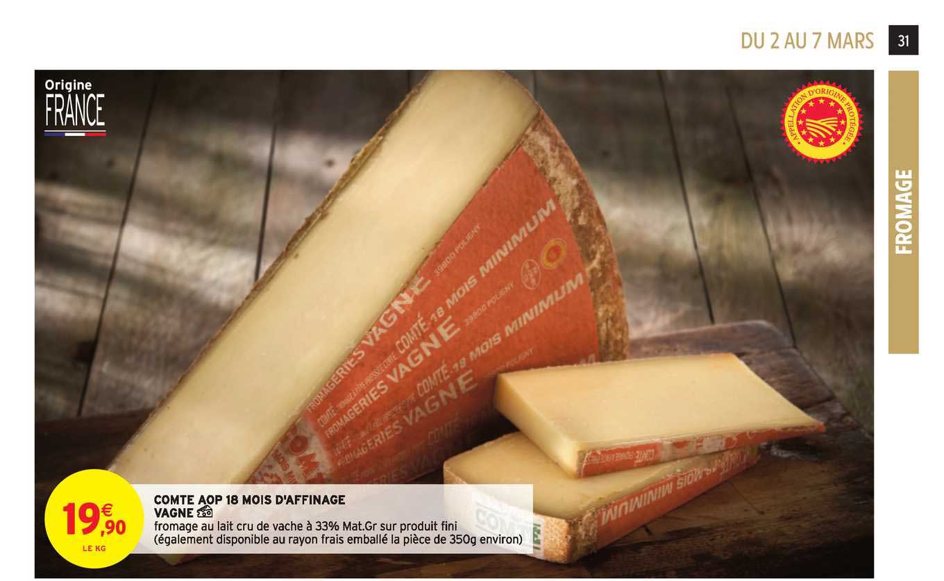 comte aop 18 mois d'affinage vagne