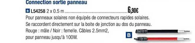 Connection Sortie Panneau L54258