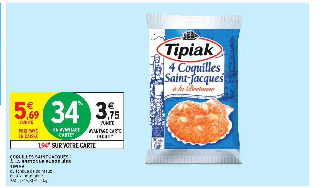Coquilles Saint-jacques à La Bretonne Surgelées Tipiak