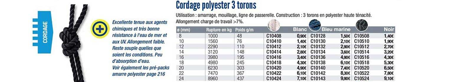 cordage polyester 3 torons