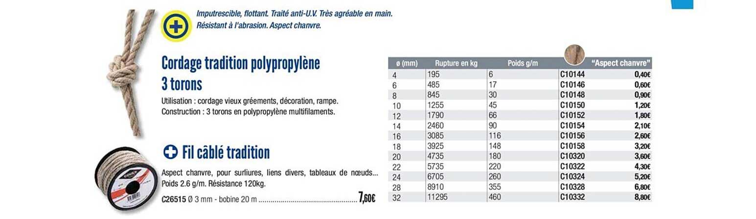 cordage tradition polypropylène 3 torons