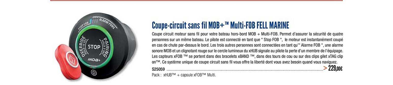 coupe circuit sans fil mob+ multi fob fell marine