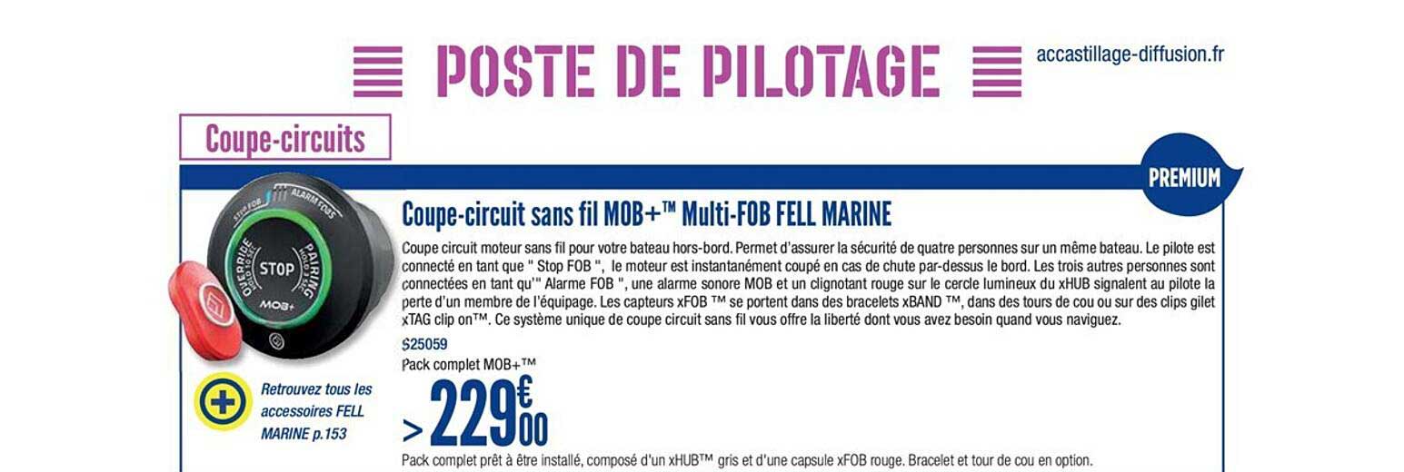 coupe circuit sans fil mob+ multi fob fell marine