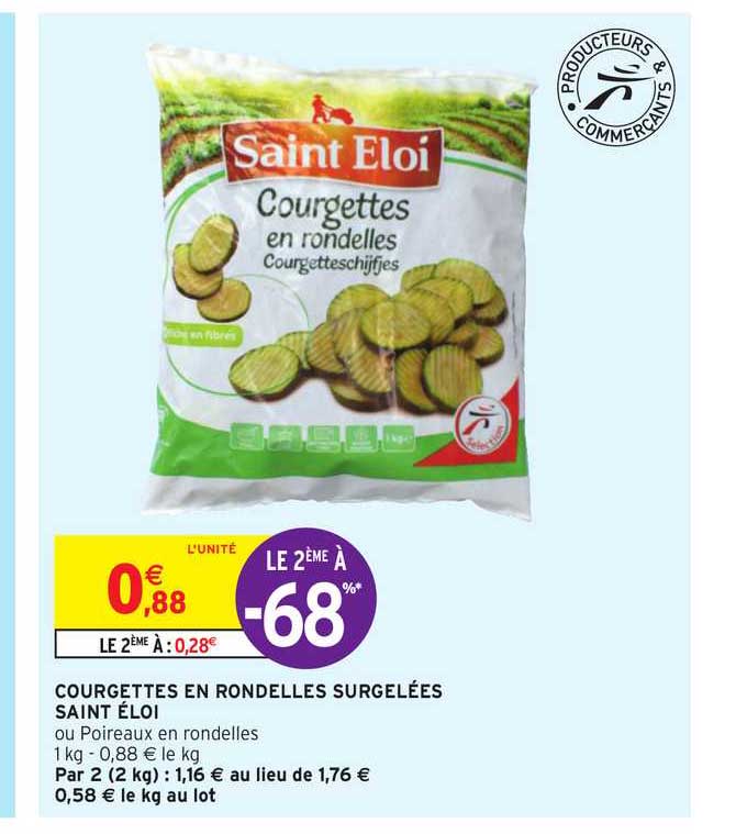courgettes en rondelles surgelées saint éloi