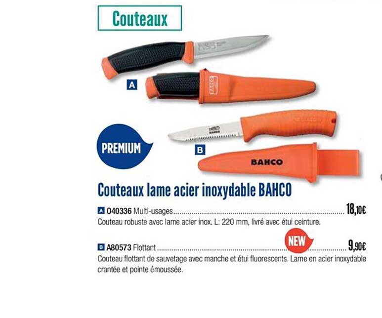 couteaux lame acier inoxydable bahco