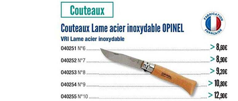 couteaux lame acier inoxydable opinel