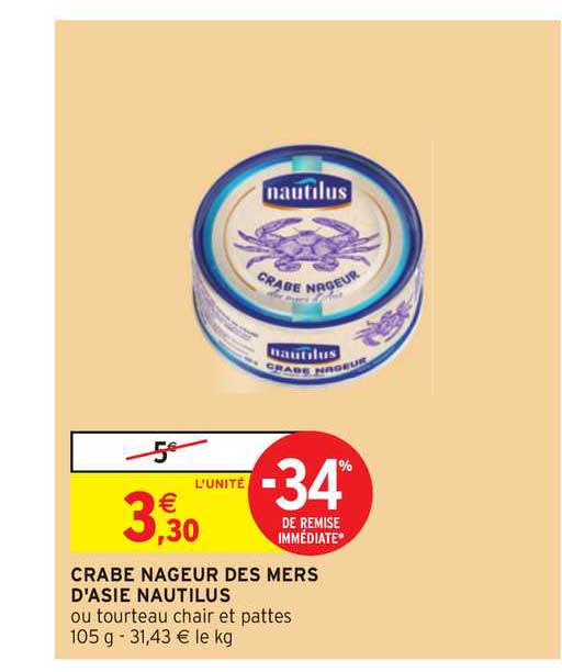 crabe nageur des mers d'asie nautilus