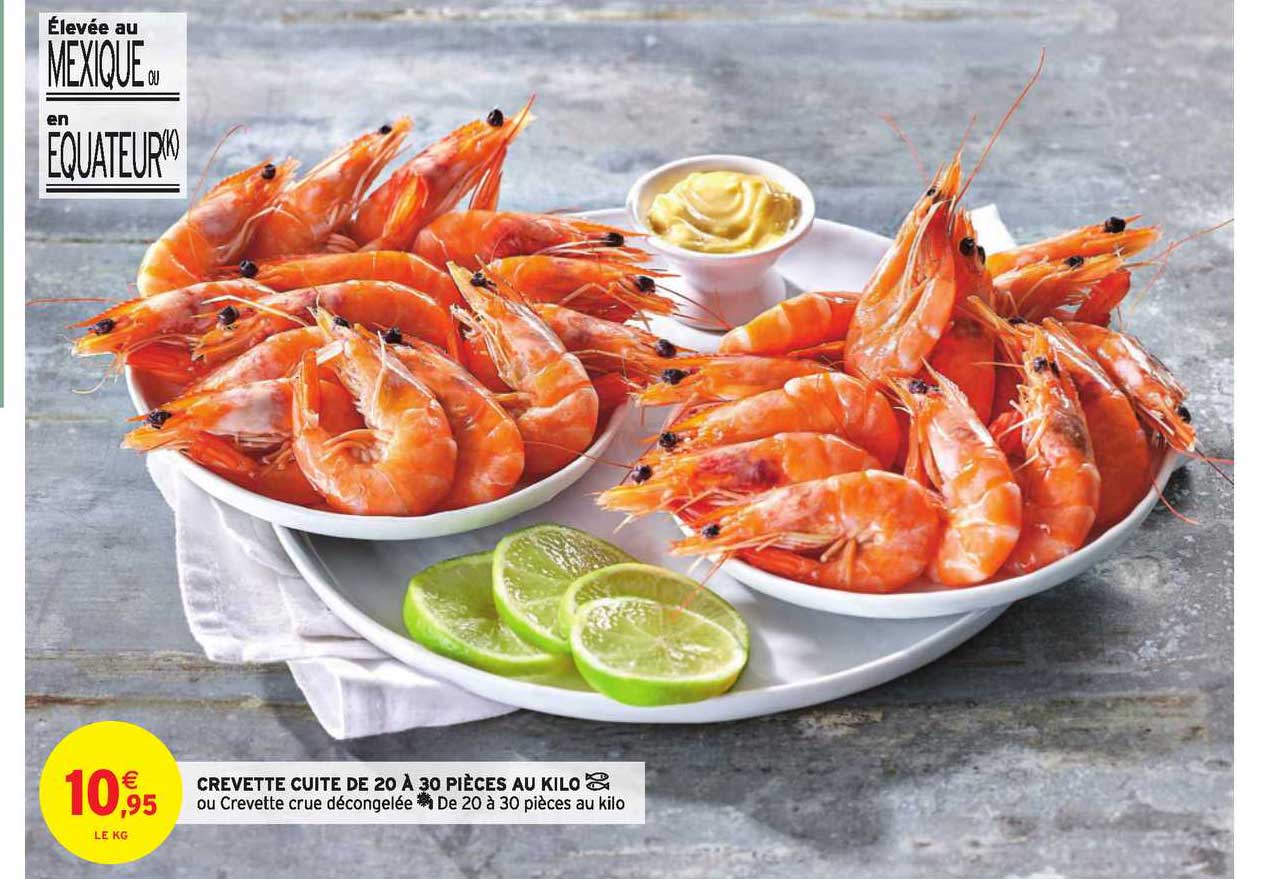 crevette cuite de 20 à 30 pièces au kilo