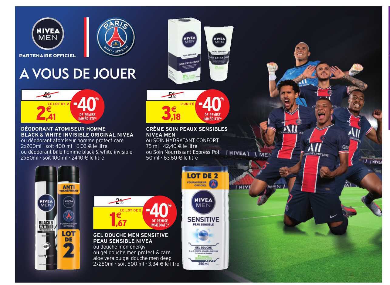 déodorant atomiseur homme black & white invisible original nivea, crème de soin peaux sensibles nivea men, gel douche men sensitive nivea