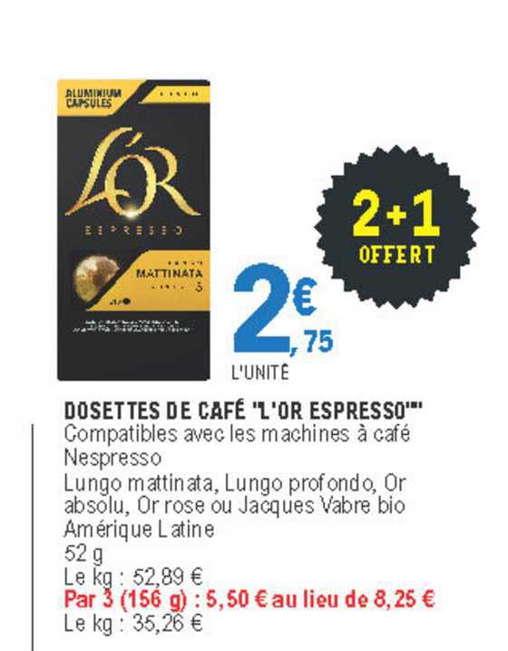 Dosettes De Café "l'or Espresso"