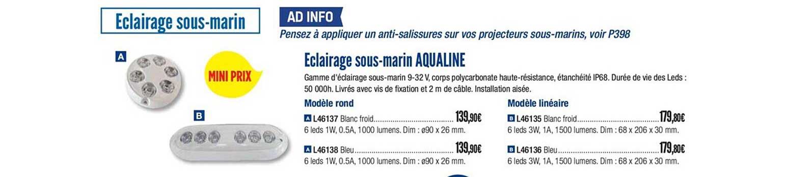 éclairage sous marin aqualine