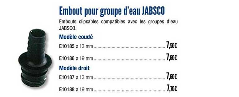 embout pour groupe d'eau jabsco
